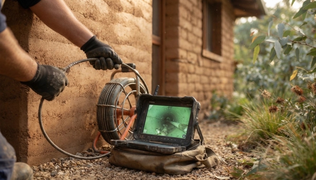 drain inspection Eltham mud brick home